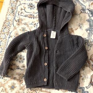 Carter's Charcoal Knit Button-Up Hoodie